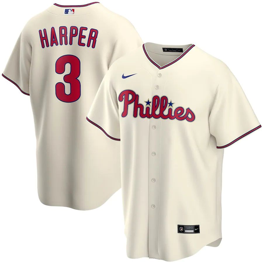 Youth Philadelphia Phillies #3 Bryce Harper Nike Cream Alternate Replica Player MLB Jerseys